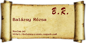 Balázsy Rózsa névjegykártya